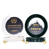 Trophée personnalisé en verre cristal K9 poli, écologique, avec base en marbre, plaque de reconnaissance personnalisée pour événement d'entreprise