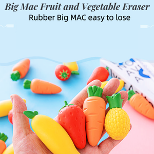 Gomma Jumbo per bambini materiale scolastico Set di cancelleria per studenti cartone animato simpatico gomma a forma di frutta e verdura - Product Image 6