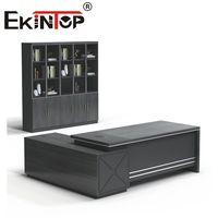 Ekintop Mobilier de bureau Travail Table de bureau en bois massif noir Bureaux pour le travail