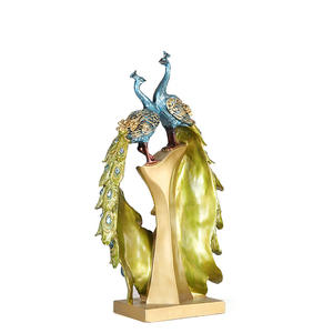 Ornements de paon en résine naturelle, décoration pour salon, meuble TV, cave à vin, cadeau d'entreprise créatif pour la maison - Product Image 1