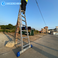 Échelle télescopique isolée en aluminium industriel pour grenier, 6 marches, capacité de charge de 150 kg, barre transversale extensible, stabilisateur externe