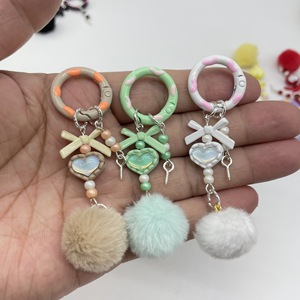 Handmade Colorful Pompom Keychain for Women Enamel <b>Charm</b> Beaded Bag Chain for <b>Phone</b> <b>Case</b> Aesthetic Bag Pendant Gift Wholesale - Product Image 3