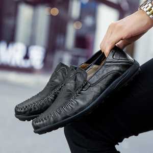 Zapatos Mocasines Italianos de Cuero Genuino para Hombre 2026, Antideslizantes, Transpirables, con Suela de Goma, Punta Redonda, Formales, para Boda, Novio, Otoño - Product Image 2