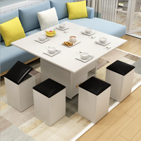 Ensemble de table et de chaises en bois moderne, bureau multifonctionnel, bureau à domicile, bureau à café réglable, table de rangement pliable