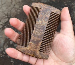 Pettini da Barba Tascabili a Doppia Punta in Legno di Sandalo Nero e Marrone per Uomo - Product Image 1