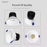 Lumière LED vers le bas 12w Cob trou ouvert intégré projecteur de rendu des couleurs élevé maison salon sans lumière principale spot à intensité variable