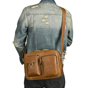 Bolso Bandolera para Hombre, Cuero Crazy Horse, Gran Capacidad, Resistente, para Viajes de Negocios - Product Image 1