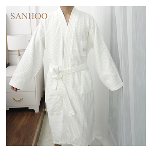 Peignoir <span class=keywords><strong>de</strong></span> <span class=keywords><strong>bain</strong></span> SANHOO <span class=keywords><strong>de</strong></span> luxe, prix d'usine, épais, 100% coton éponge, grande taille, thermique, respirant, pour hôtel - Product Image 2