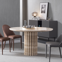 Ensemble de table à manger moderne minimaliste en pierre naturelle pour la décoration de la maison, table ronde pour 6 personnes