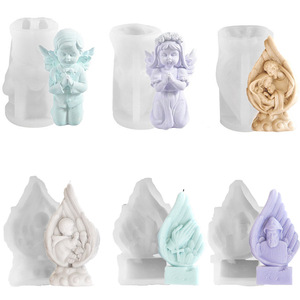 Moules en silicone 3D nordiques <span class=keywords><strong>pour</strong></span> bougies, <span class=keywords><strong>ange</strong></span> garçon fille, famille âgée, moules en silicone <span class=keywords><strong>pour</strong></span> plâtre de gypse, résine époxy - Product Image 1