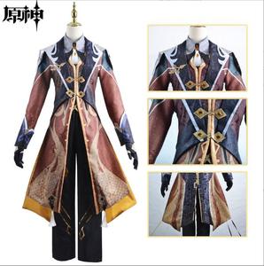 Ecowalson juego <span class=keywords><strong>Genshin</strong></span> <span class=keywords><strong>Impact</strong></span> Zhongli <span class=keywords><strong>Cosplay</strong></span> disfraz Zhong Li Archon conjunto completo peluca guantes ganar peluca para hombres trajes Halloween - Product Image 4