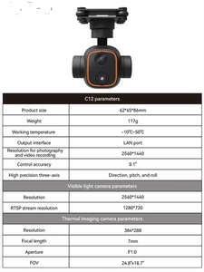 Skydroid C12 2K Độ Nét Cao Nhiệt Hình Ảnh <span class=keywords><strong>Drone</strong></span> Ba-Trục Ổn Định Ánh Sáng Kép Gimbal Ngược Năng Động RC Nhựa Từ Xa - Product Image 6