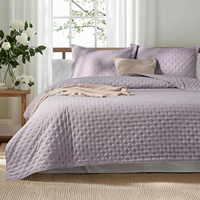 Lot de 3 draps légers à motif diamant, 600 fils, en microfibre écologique, style européen, avec taie d'oreiller et housse de couette