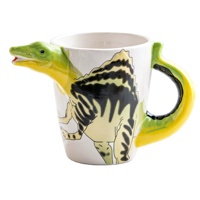 Tasse à thé en céramique sculptée en 3D en forme de dinosaure Spinosaurus, peinte à la main, cadeau unique pour les garçons et les fans de dinosaures