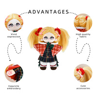 Poupée en peluche en soie haute température personnalisée - Expression vive, tissu de haute qualité, broderie exquise et accessoires mignons