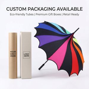 New Arrival <b>rainbow</b> Straight Parasol Umbrellas Manual Colorful 16ribs Windproof Waterproof 190t Nylon Kids Umbrella - Product Image 2