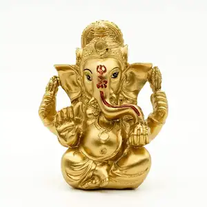 Souvenir Indiase God Heer Ganesh Standbeeld Hindu God Gouden Ganesha Idool Auto Dashboard Decor Home Tempel Pooja Meditatie Yoga Kamer