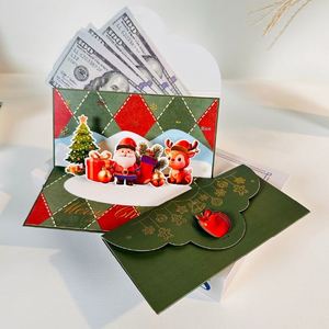 3D Pop-Up Custom Wholesale OEM Christmas Red <b>Envelope</b> Greeting Card New Year's <b>Gift</b> Blessing Present Good Wishes - Product Image 1