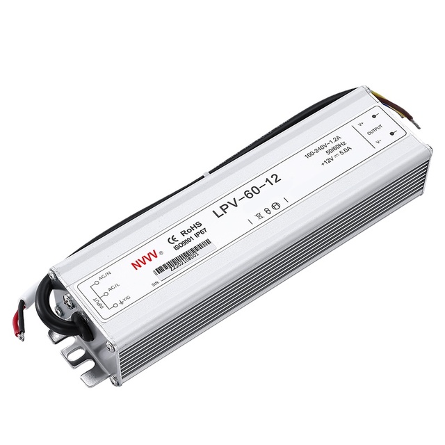 NVVV LED Driver LPV-60-12 Waterproof Industrial Power Supply 12v 5A 60w Single Output Switching Power Supply Waterproof