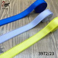 Vente en gros de bretelles de soutien-gorge élastiques brillantes double face en polyamide coloré de 23 mm, dentelle élastique picot pour lingerie