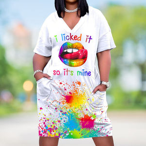 Abito Estivo Midi con Stampa di Cartoni Animati, Vestito Casual Modesto per Ragazze e Donne - Product Image 4