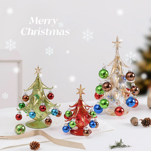 Unique Eco-Friendly Glass <b>Christmas</b> <b>Tree</b> Creative <b>Desktop</b> Ornament with Colorful Glass Baubles for Home Office - Product Image 2