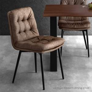 Silla de Comedor Tansu Gen, Asiento Individual Acolchado, Patas de Madera Maciza y Metal, Estilo <span class=keywords><strong>Simple</strong></span> y Moderno, Color Marrón/Negro 83200003(85122) - Product Image 2