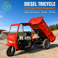 Mini-dumper diesel à trois roues de Chine, tricycles motorisés pour le transport lourd et l'exploitation minière souterraine