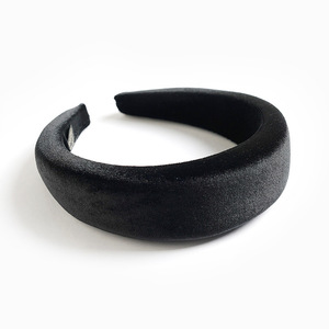 ゴールドベルベットベルベットスポンジヘッドバンド秋冬厚手フランネルブラックヘッドバンド女性用 - Product Image 6