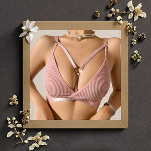 Sujetador de mujer con apertura frontal, diseño de espalda hermosa, tirantes anchos, tejido sólido, transpirable, fino, sin aros, venta directa de fábrica - Product Image 3