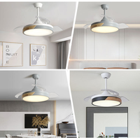 Kit de ventilateur de plafond LED super silencieux de 36/42 pouces au design moderne télécommande 25/40W couleur grise pour restaurant et café à la maison