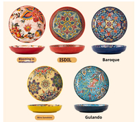 Groothandel Boheemse keramische dinerborden 7 inch 8 inch ronde diepe schaal kleurrijk servies duurzaam voor feest bruiloft cadeau