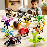 DIY 3D 12 types d'insectes Blocs de construction Ensemble de construction Jouet éducatif de Noël pour enfant Ensemble de modèles de style rétro unique