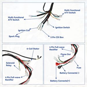 Kit Completo de Cableado SHIQINHA para Tao Tao Coolster <span class=keywords><strong>125cc</strong></span>/110cc ATV Quad 4 Ruedas 4 Tiempos, Conductor de Cobre, PVC - Product Image 6