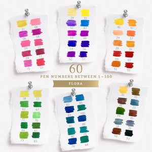 Primrosia – Lot de 60 marqueurs double pointe en plastique, feutres fins, pinceaux aquarelle, pour dessin, illustration, <span class=keywords><strong>calligraphie</strong></span>, permanents - Product Image 2