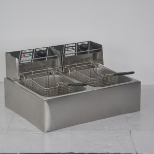 Friteuse professionnelle à double cuve, friteuse électrique pour frites, 5000W, en acier inoxydable - Product Image 1