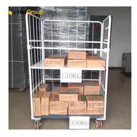 Chariot de transport pliable à 3 côtés en acier métallique thermolaqué pour entrepôt et logistique avec roues