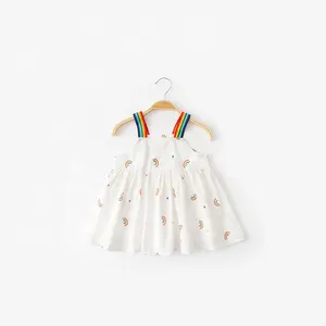 Vêtements pour enfants vente en gros de robe d'été jupe sans manches 3 4 5 6 7 8 9 ans robe pour filles en coton robe tissée pour enfants