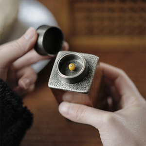 Pure Tin <b>Tea</b> Caddy Shoushan Stone Portable Airtight Small Travel Storage <b>Box</b> For <b>Tea</b> Leaves - Product Image 3