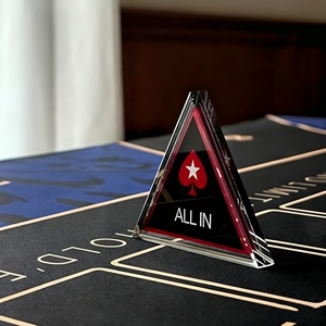 Texas Hold'em Poker Tout en Plaque Bouton Acrylique Triangle Tout en Bouton Rouge Bêche Double Face Tout en Bouton - Product Image 4