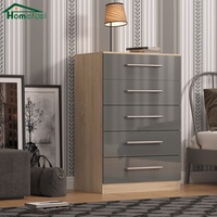 Chambre à coucher grise moderne Poignées Commodes Maison Hôtel Hôpital 5 Tiroirs Grand Salon Thé Armoire Rangement Armoire Haute