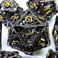 Dadu Polihedral Logam Set Dadu DND, Dadu Permainan Peran Berongga Motif Naga, Kustom Produsen untuk Permainan Papan D&D-MTE12