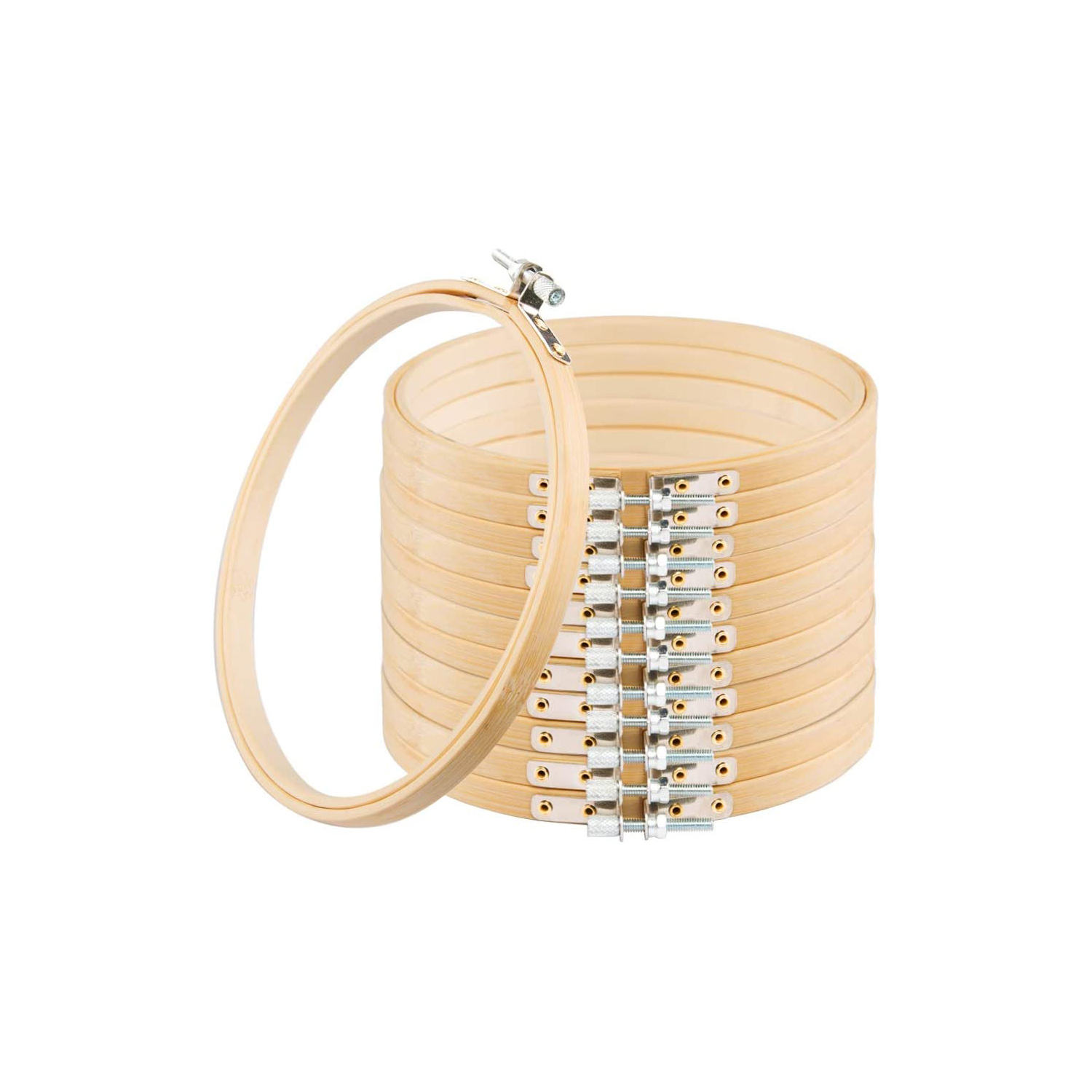 10 Cerchietti Rotondi In Legno Per Ricamo - Diametro 7.6cm, Ideali Per Punto Croce