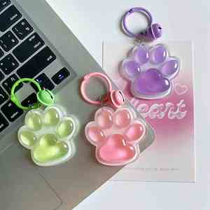 Resin Luminous <b>Cat</b> Paw Keychain for Keys Resin Bell Bag Charm Cute Animal Animal Accessories Bag Charm <b>Gifts</b> - Product Image 1