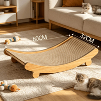 Lit de repos et griffoir pour chat naturel, en MDF, durable, anti-déchirure, antibactérien, avec griffoir incurvé, mobilier pour animaux de compagnie