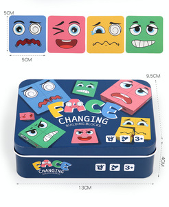 Juego de cubo de cambio de cara para niños, rompecabezas de expresión Montessori, juguetes de bloques de construcción, juguete educativo de aprendizaje temprano para niños - Product Image 6