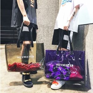 Sac fourre-tout à bandoulière imperméable en PVC violet pour femmes Sac à provisions de style tendance avec logo personnalisé Chine - Product Image 2