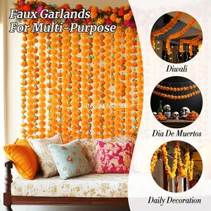 Guirlande artificielle de 1,5 m de marguerites indiennes pour décorations de mariage, Diwali et Jour des Morts – Élégance florale - Product Image 4
