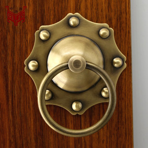 Dotted Hexagonal <b>Door</b> Knocker Brass Ring Cabinet Handle Chinese Style Durable - Product Image 1