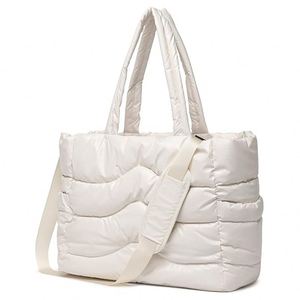 Factory Oem Stylish Shoulder With Laptop Compartment Soft <b>Nylon</b> Bags Quilted Puffer <b>Tote</b> Bag for Women - Product Image 3